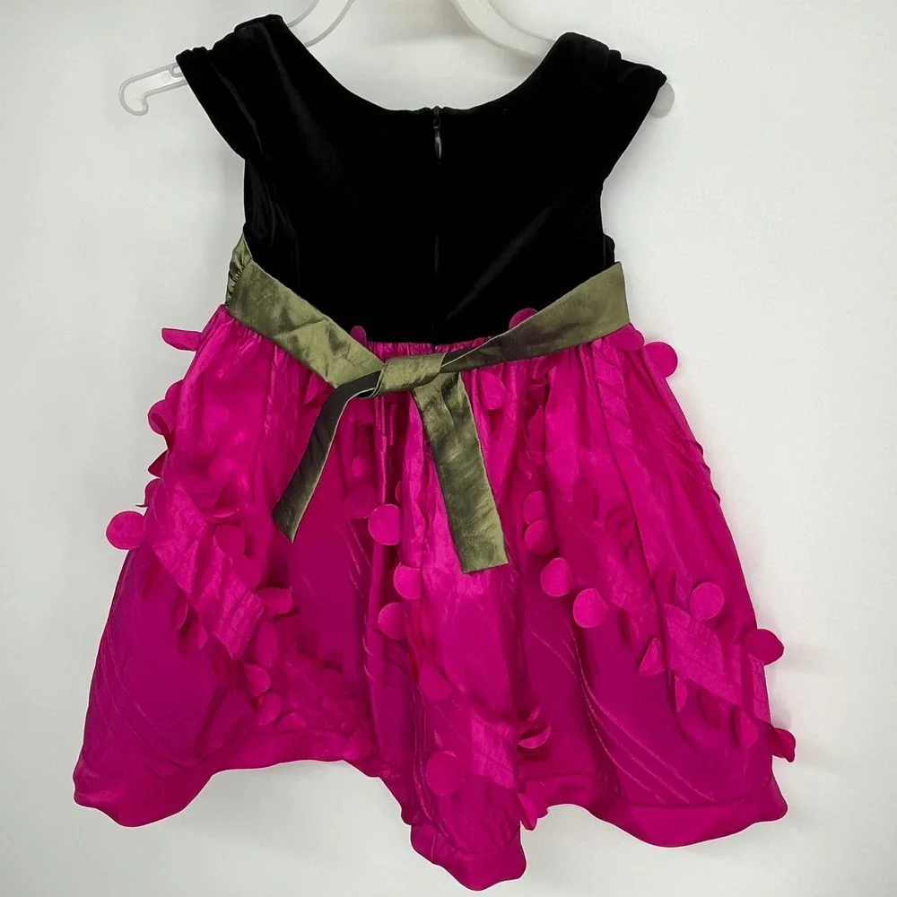 Iris & Ivy Baby Girls 18M Black Velvet Pink‎ Flower Party Dress
